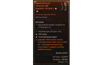 Legendary Boots[*34.5 MS | *352 Armor | 424 Life]