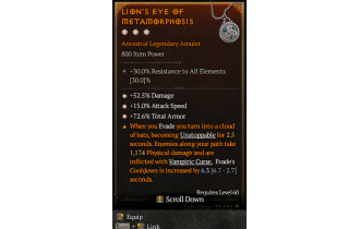 Legendary Amulet[*15 ATKSPD | *72.6 TA | *52.5 DMG]