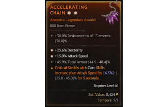 Legendary Amulet[*15 ATKSPD | *23.6% DEX | 45.9 TA]