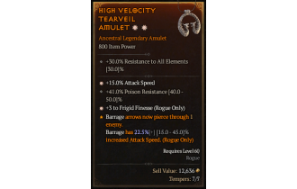 Legendary Amulet[Rogue | *3 FrigidFinesse | *15 ATKSPD]