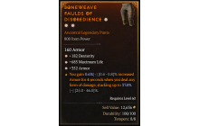 Legendary Pants[*352 Armor | *182 DEX | *685 Life]