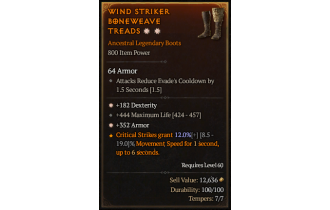 Legendary Boots[*352 Armor | *182 DEX | 444 Life]