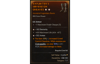 Legendary Boots[*352 Armor | *182 DEX | 450 Life]