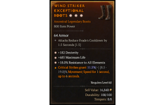 Legendary Boots[*18 ResistAll | *182 DEX | *685 Life]