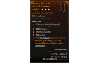 Legendary Boots[*352 Armor | *182 DEX | *685 Life]