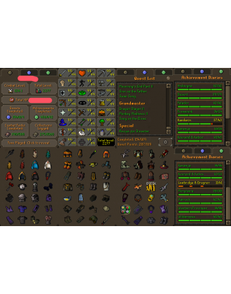 Main | Staker | TTL: 2277 | CL: 126 | QP: 287 [99 AGI, 99 MAGE, 99 RAN, 99 RC, 99 STR, B Gloves, Defender, DS2 + MORE!]