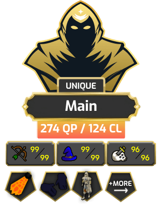 Main | Staker | TTL: 1914 | CL: 124 | QP: 274 [99 MAGE, 99 RAN, 99 STR, Defender, DS2, Fire Cape, Void, Graceful + MORE!]