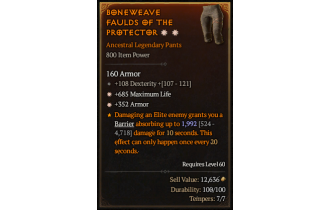 Legendary Pants[*352 Armor | *685 Life | 108 DEX]