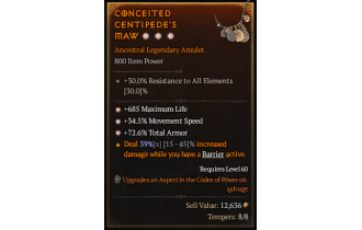 Legendary Amulet[*34.5 MS | *72.6 TA | *685 Life]