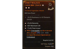 Legendary Amulet[*72.6 TA | *23.6% DEX | *685 Life]