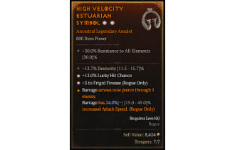 Legendary Amulet[Rogue | *3 FrigidFinesse | *12 LHC | 12.7% DEX]