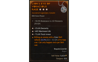 Legendary Amulet[*72.6 TA | *23.6% DEX | *685 Life]