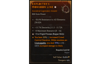 Legendary Amulet[Rogue | *3 FrigidFinesse | 15.7% DEX]