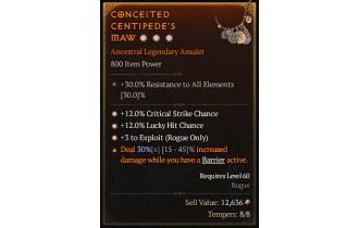 Legendary Amulet[Rogue | *3 Exploit | *12 Crit | *12 LHC]