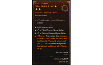 Legendary Amulet[Rogue | *3 FrigidFinesse | *3 WeaponMastery]