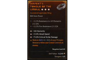 Legendary Ring[*15 ATKSPD | *182 DEX | *75 DMG_Crit]