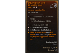 Legendary Ring[*75 DMG_Vulnerable | *10.5 RCR | 114 DEX]