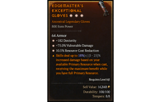 Legendary Gloves[*75 DMG_Vulnerable | *10.5 RCR | *182 DEX]