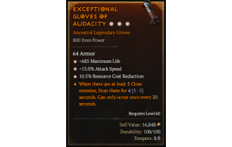 Legendary Gloves[*15 ATKSPD | *10.5 RCR | *685 Life]