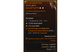 Legendary Gloves[*3 CoreSkills | *15 ATKSPD | 110 DEX]