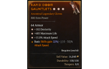 Legendary Gloves[*15 ATKSPD | *182 DEX | *685 Life]