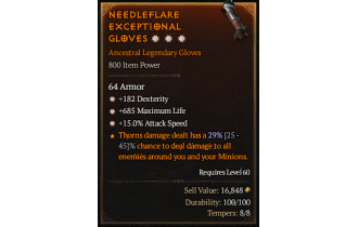 Legendary Gloves[*15 ATKSPD | *182 DEX | *685 Life]