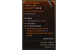 Legendary Gloves[*15 ATKSPD | *352 Armor | 108 DEX]