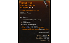 Legendary Gloves[*15 ATKSPD | *352 Armor | 107 DEX]