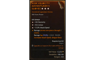 Legendary Gloves[*15 ATKSPD | *352 Armor | *182 DEX]