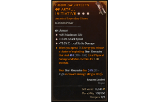 Legendary Gloves[*15 ATKSPD | *75 DMG_Crit | *685 Life]