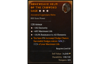 Legendary Helm[*18 ResistAll | *182 DEX | *685 Life]