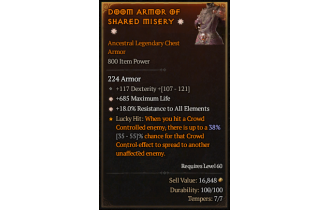 Legendary Chest Armor[*18 ResistAll | *685 Life | 117 DEX]