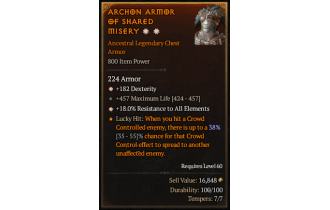 Legendary Chest Armor[*18 ResistAll | *182 DEX | 457 Life]