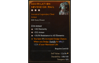 Legendary Chest Armor[*18 ResistAll | *352 Armor | *182 DEX]