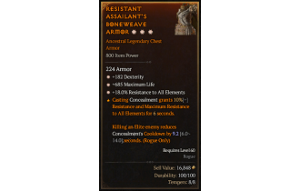 Legendary Chest Armor[*18 ResistAll | *182 DEX | *685 Life]