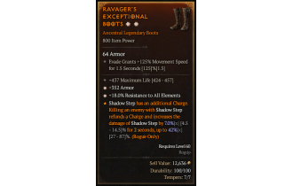 Legendary Boots[*18 ResistAll | *352 Armor | 437 Life]