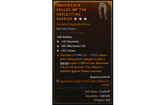 Legendary Pants[*352 Armor | *182 DEX | *685 Life]