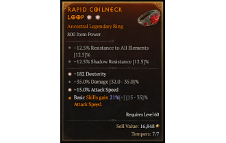 Legendary Ring[*15 ATKSPD | *182 DEX | 35 DMG]