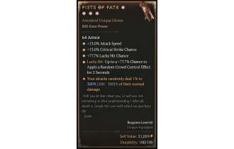 Fists of Fate[*DMG 300 | *77.7 LHC | *13 Crit | *13 ATKSPD | *77.7 LH:CC]