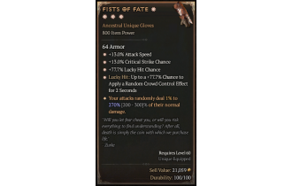 Fists of Fate[*DMG 270 | *77.7 LHC | *13 Crit | *13 ATKSPD | *77.7 LH:CC]