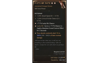 Fists of Fate[*DMG 300 | *77.7 LHC | *77.7 LH:CC | 2.8 Crit | 2.8 ATKSPD]