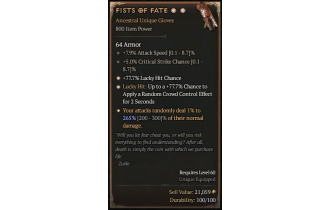 Fists of Fate[*DMG 265 | *77.7 LHC | *77.7 LH:CC | 5 Crit | 7.9 ATKSPD]