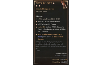 Fists of Fate[*DMG 300 | *77.7 LHC | *13 Crit | *77.7 LH:CC | 7.5 ATKSPD]