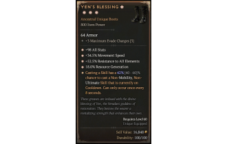 Yen's Blessing[*UNIQUE 42 | *34.5 MS | *52.5 ResistAll | *18 RG | *98 ALL]