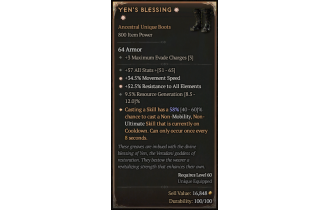 Yen's Blessing[*UNIQUE 58 | *34.5 MS | *52.5 ResistAll | 9.5 RG | 57 ALL]