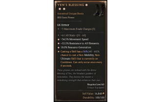 Yen's Blessing[*UNIQUE 56 | *34.5 MS | *52.5 ResistAll | *18 RG | 61 ALL]