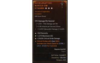 Legendary Crossbow[*150 DMG_Crit | *363 DEX | *1370 Life]