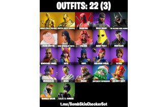 UNIQUE - Deadpool, Gold Brutus [22 Skins, 27 Axes, 33 Emotes, 33 Gliders and MORE!]