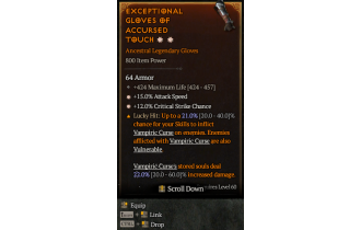 Legendary Gloves[*12 Crit | *15 ATKSPD | 424 Life]