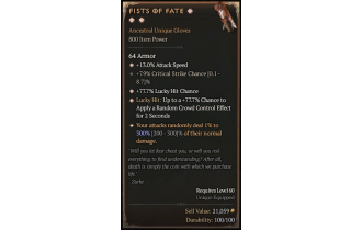 Fists of Fate[*DMG 300 | *77.7 LHC | *13 ATKSPD | *77.7 LH:CC | 7.9 Crit]